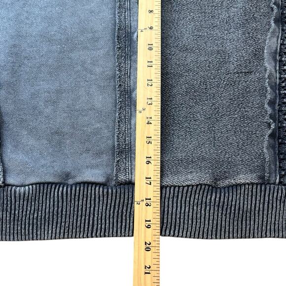 Vintage Havana Crochet Sleeve Distressed Blue Sweatshirt Small Crew Cropped - Picture 4 of 8